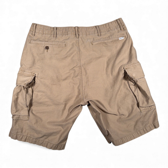 Levis Cargo Shorts Mens 36 Brown Cotton Khaki Canvas Baggy Safari White Tab - Picture 2 of 8